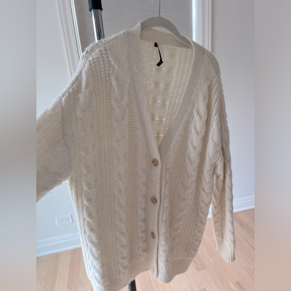 Jenni Kayne Cable Cocoon Cardigan - Ivory; size small